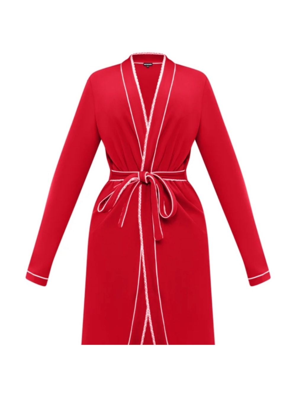 Classic Red Women's Robe with Contrast Trim